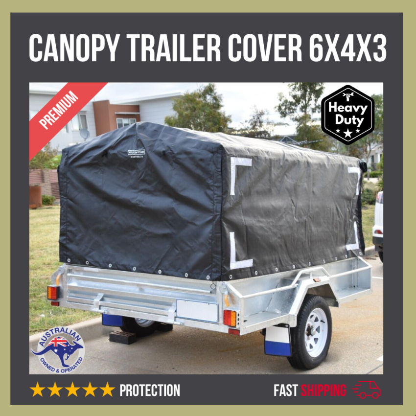 Rugged 6x4x3 Canopy Trailer Cover + Support Bar Structure - Premium Bundle