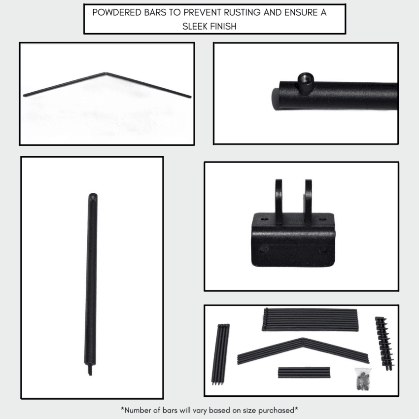 Rugged 7x4x3 Canopy Trailer Cover + Support Bar Structure - Premium Bundle