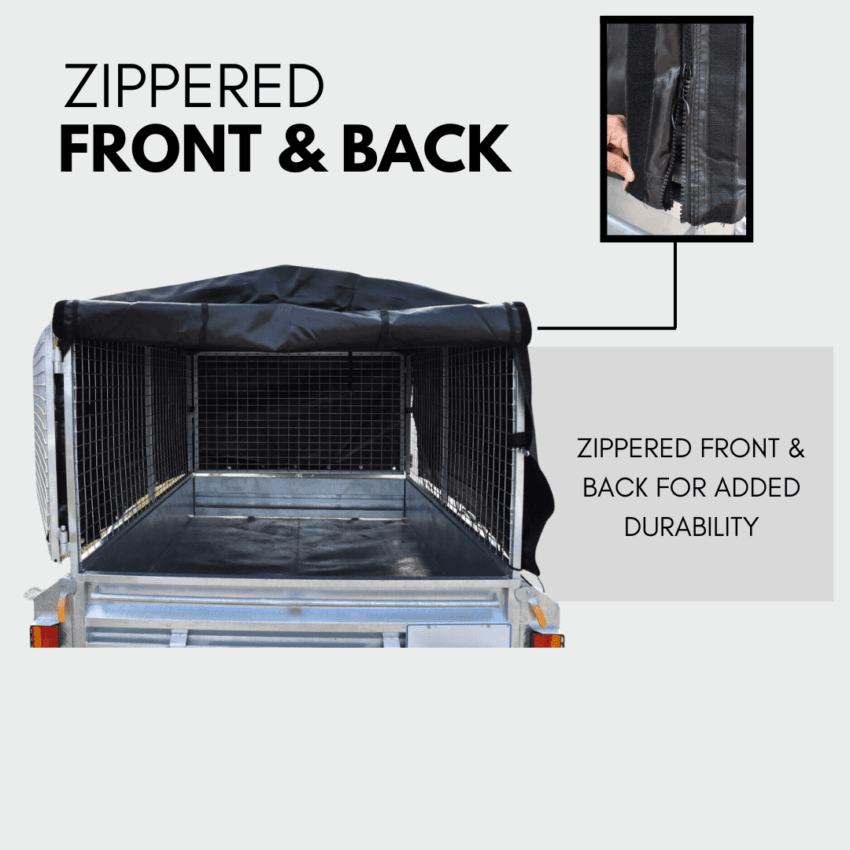 Rugged 6x4x3 Canopy Trailer Cover + Support Bar Structure - Premium Bundle