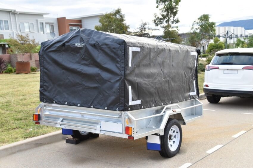 Rugged 7x5x3 Canopy Trailer Cover + Support Bar Structure - Premium Bundle