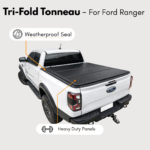 Heavy-Duty Aluminium Tri-Fold Hard Tonneau Cover — Ford Ranger Next-Gen 2022+ Dual Cab - Image 3